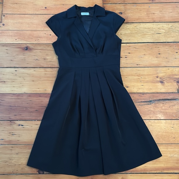 Calvin Klein vintage style black full skirt dress. Pleating, vintage, classic - Picture 5 of 6